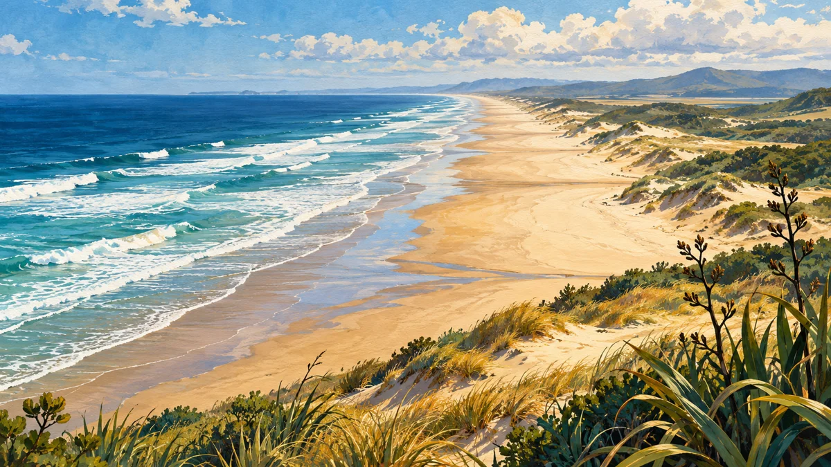 Пляж 90 Mile Beach — иллюстрация