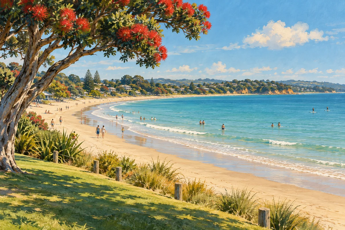 Orewa Beach - Pacific Ocean — illustration